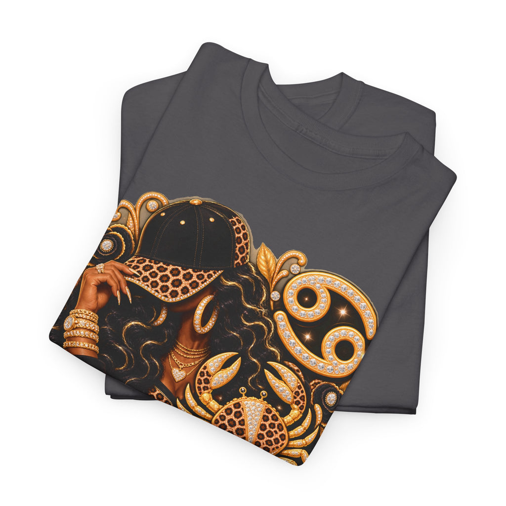 Cancer Zodiac T‑Shirt — Vintage Gold Crab Astrology Tee - Strictly Positivity