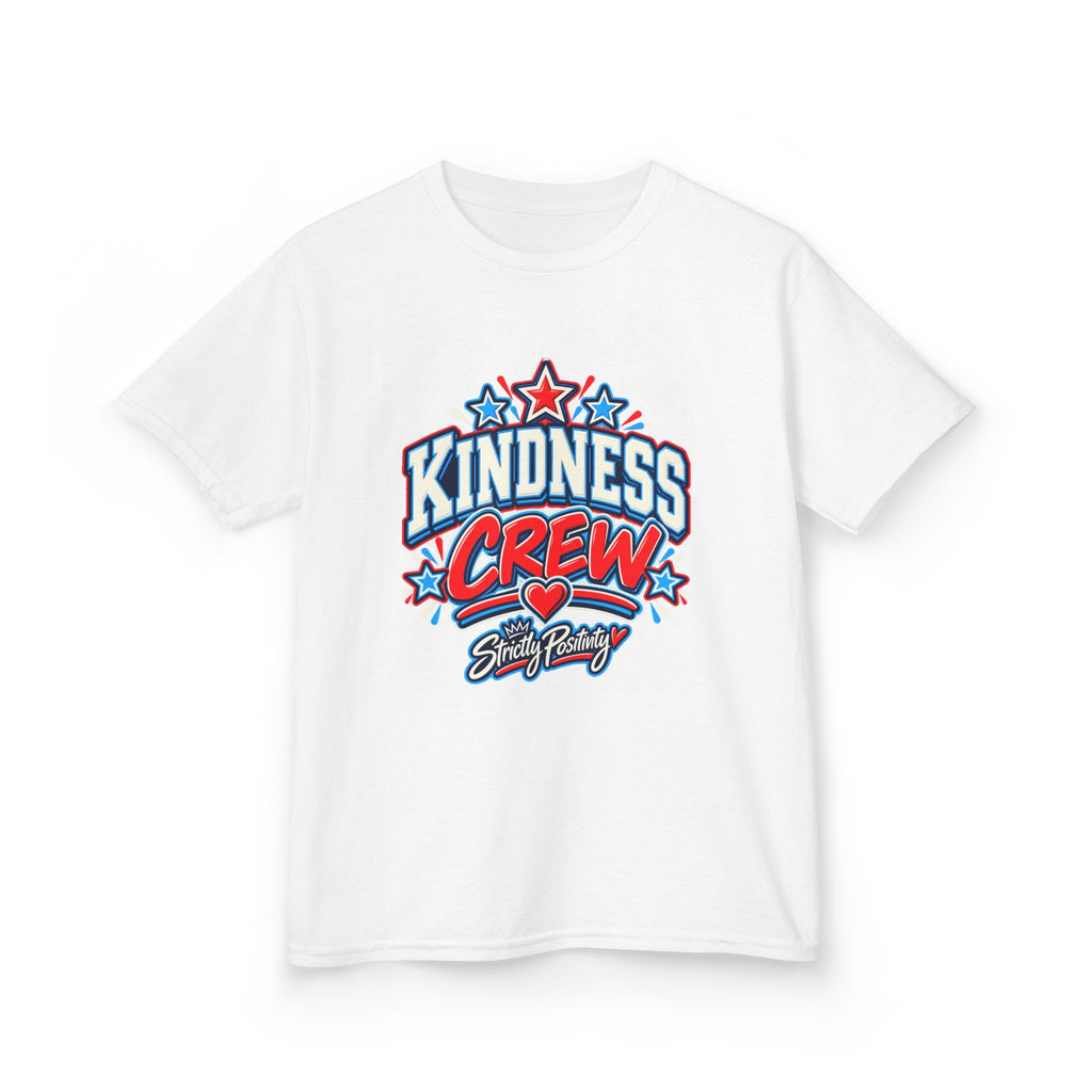 Kids Tee — "Kindness Crew" Bold Patriotic Heart Graphic - Strictly Positivity
