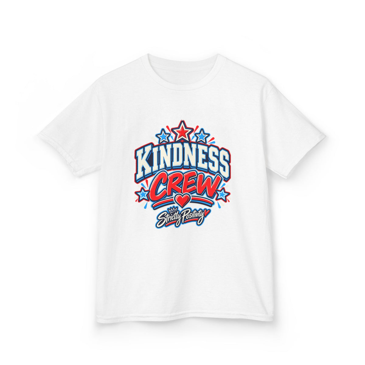 Kids Tee — "Kindness Crew" Bold Patriotic Heart Graphic - Strictly Positivity
