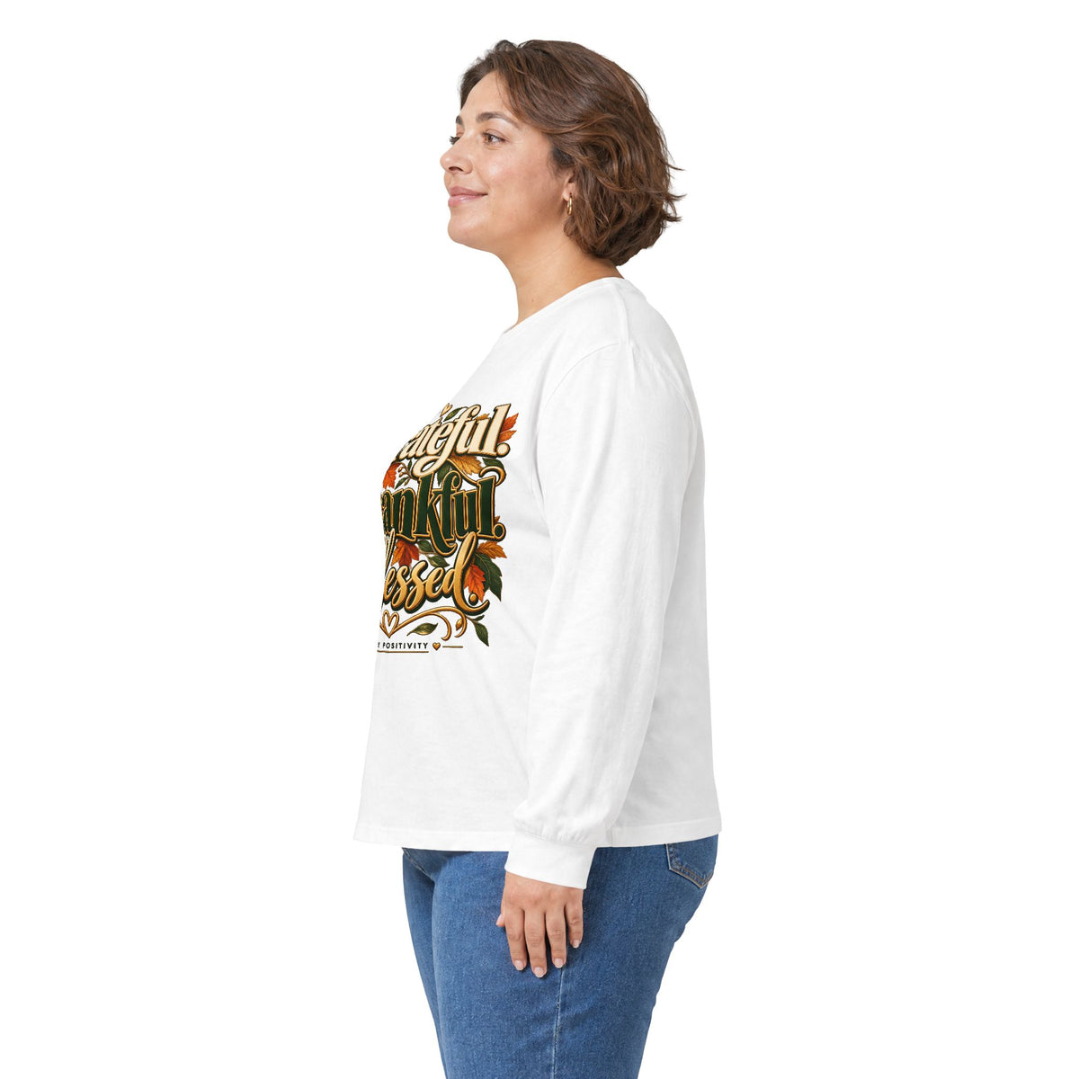 Grateful Thankful Blessed Long Sleeve Tee - Strictly Positivity