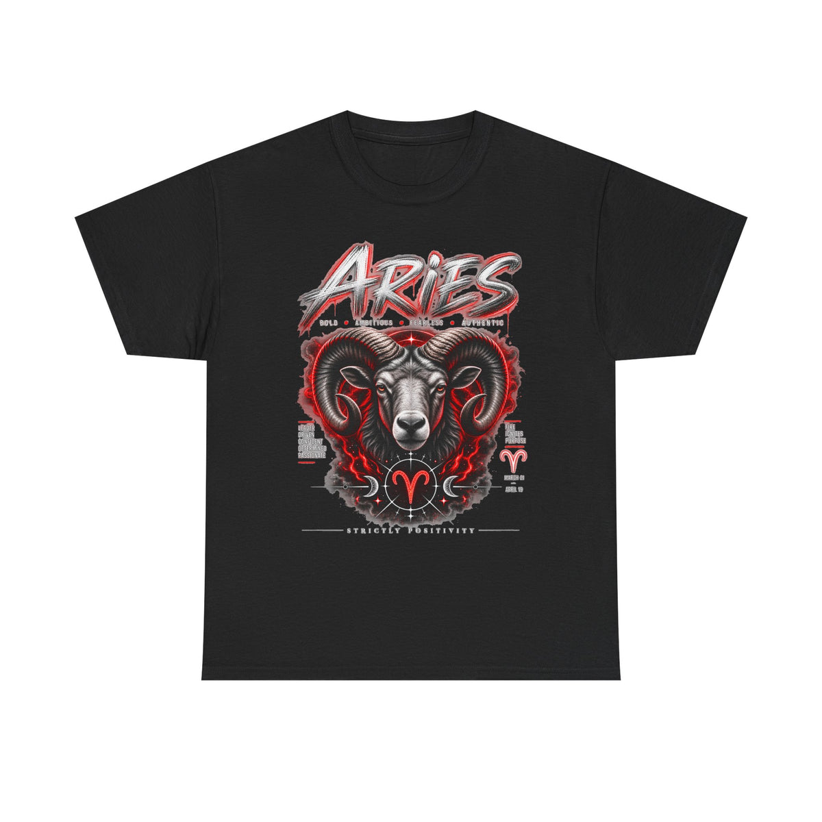 Aries Ram Zodiac T-Shirt — Bold Astrological Graphic Tee - Strictly Positivity