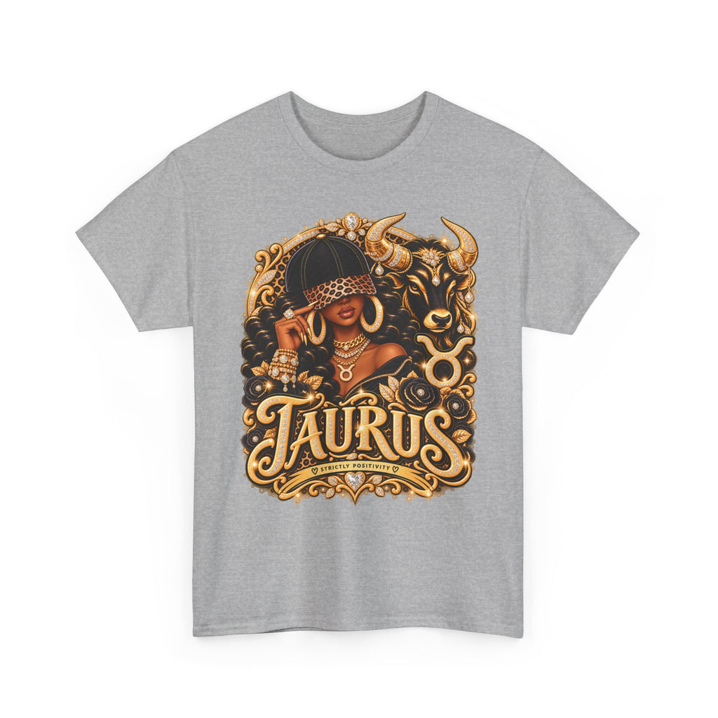 T-Shirt — Taurus Zodiac Graphic Tee (Gold Bull Design) - Strictly Positivity