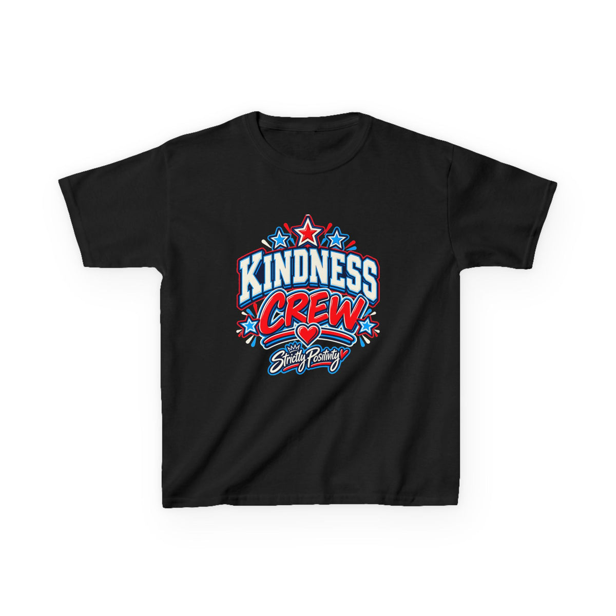 Kids Tee — "Kindness Crew" Bold Patriotic Heart Graphic - Strictly Positivity