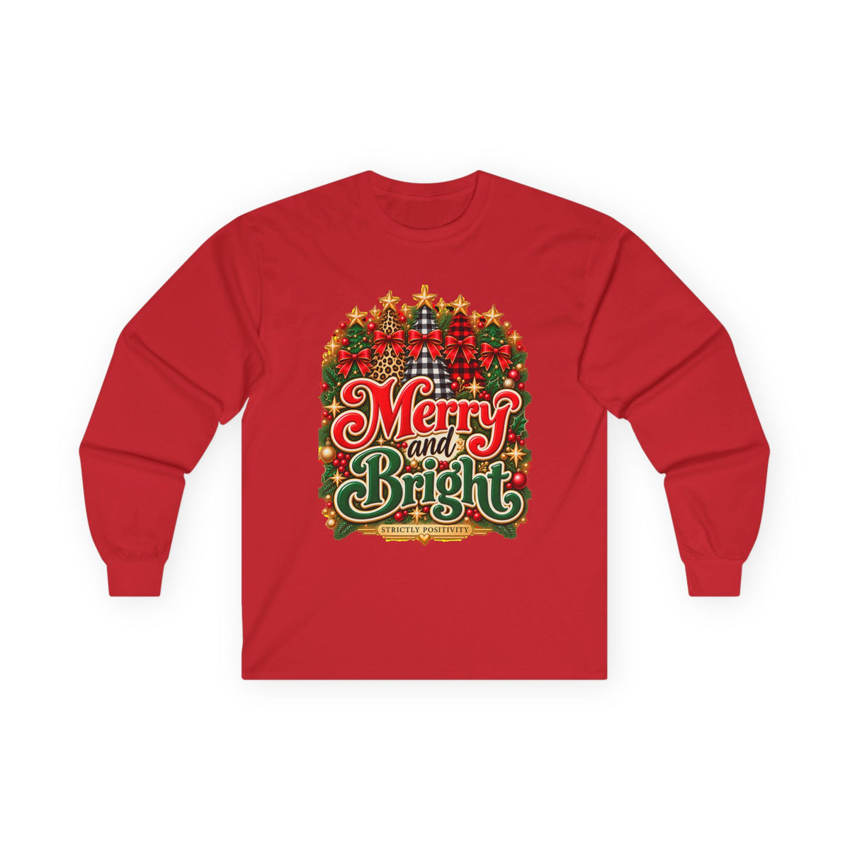 Merry and Bright Christmas Long Sleeve Tee - Strictly Positivity