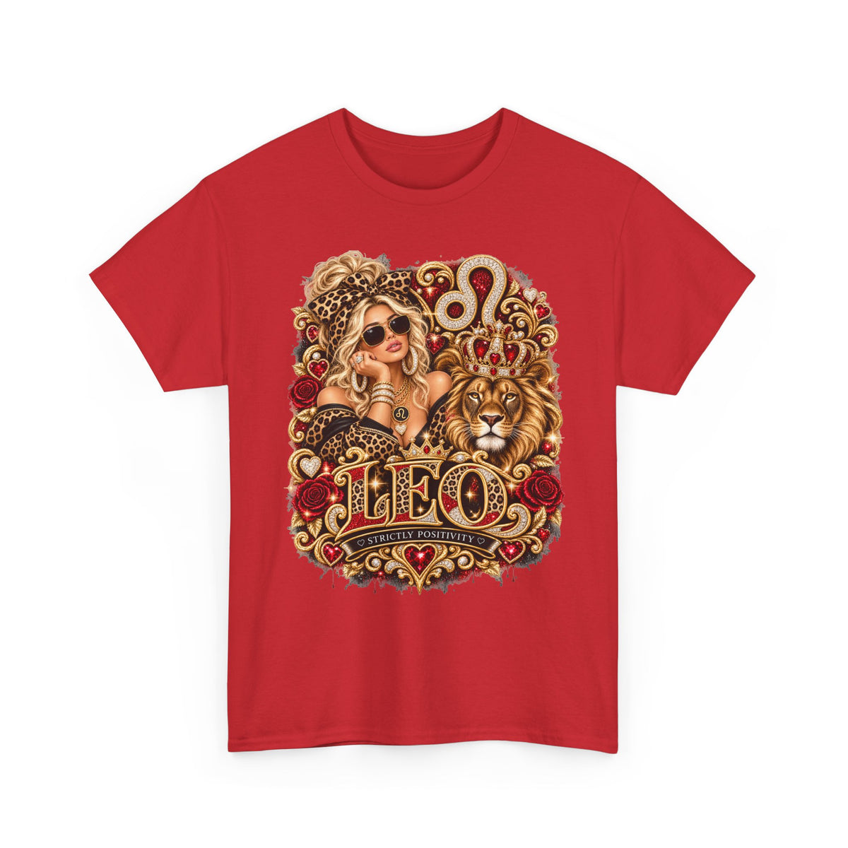 Leo Zodiac T‑Shirt — Bold Lion & Glam Horoscope Graphic Tee - Strictly Positivity
