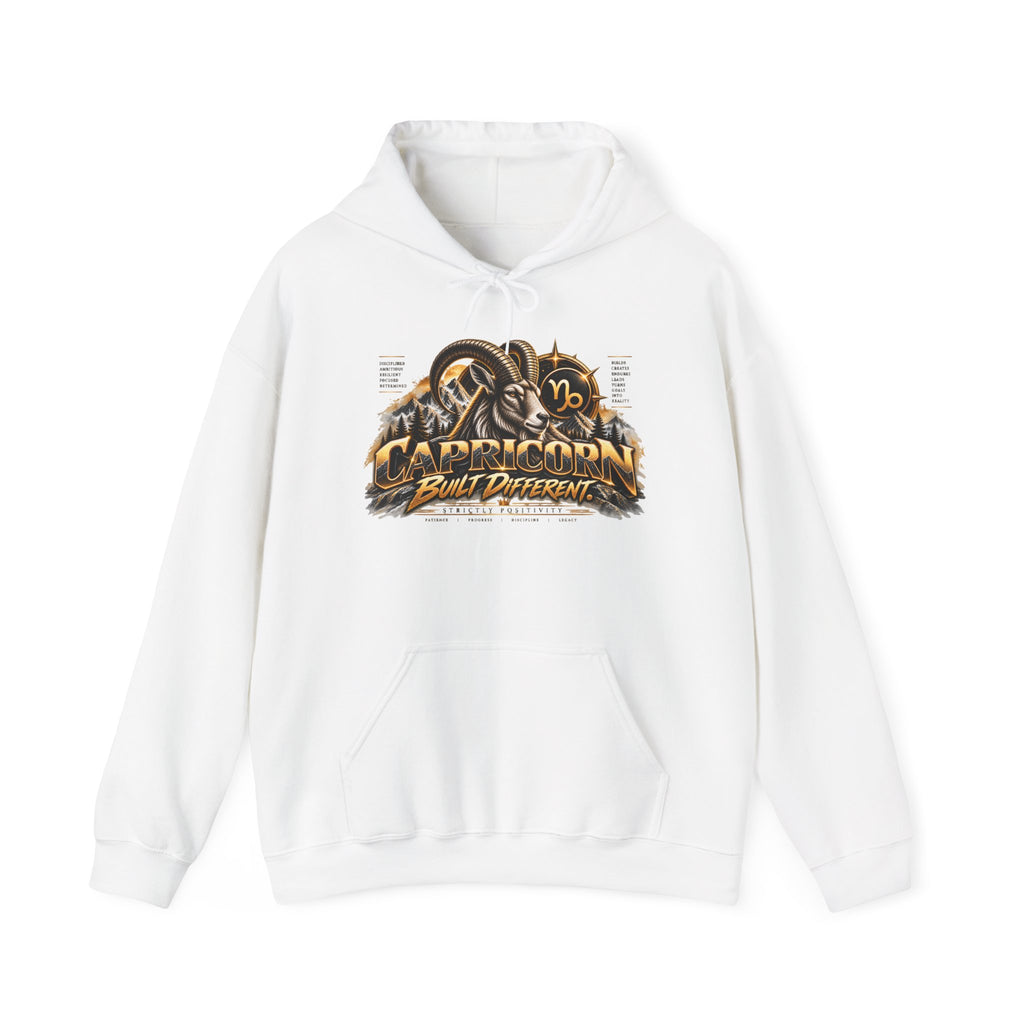 Capricorn Goat Zodiac Hoodie — 'Built Different' Astrology Sweatshirt - Strictly Positivity