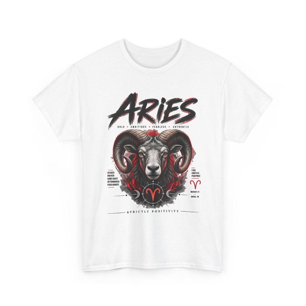 Aries Ram Zodiac T‑Shirt – Bold Astrological Graphic Tee - Strictly Positivity