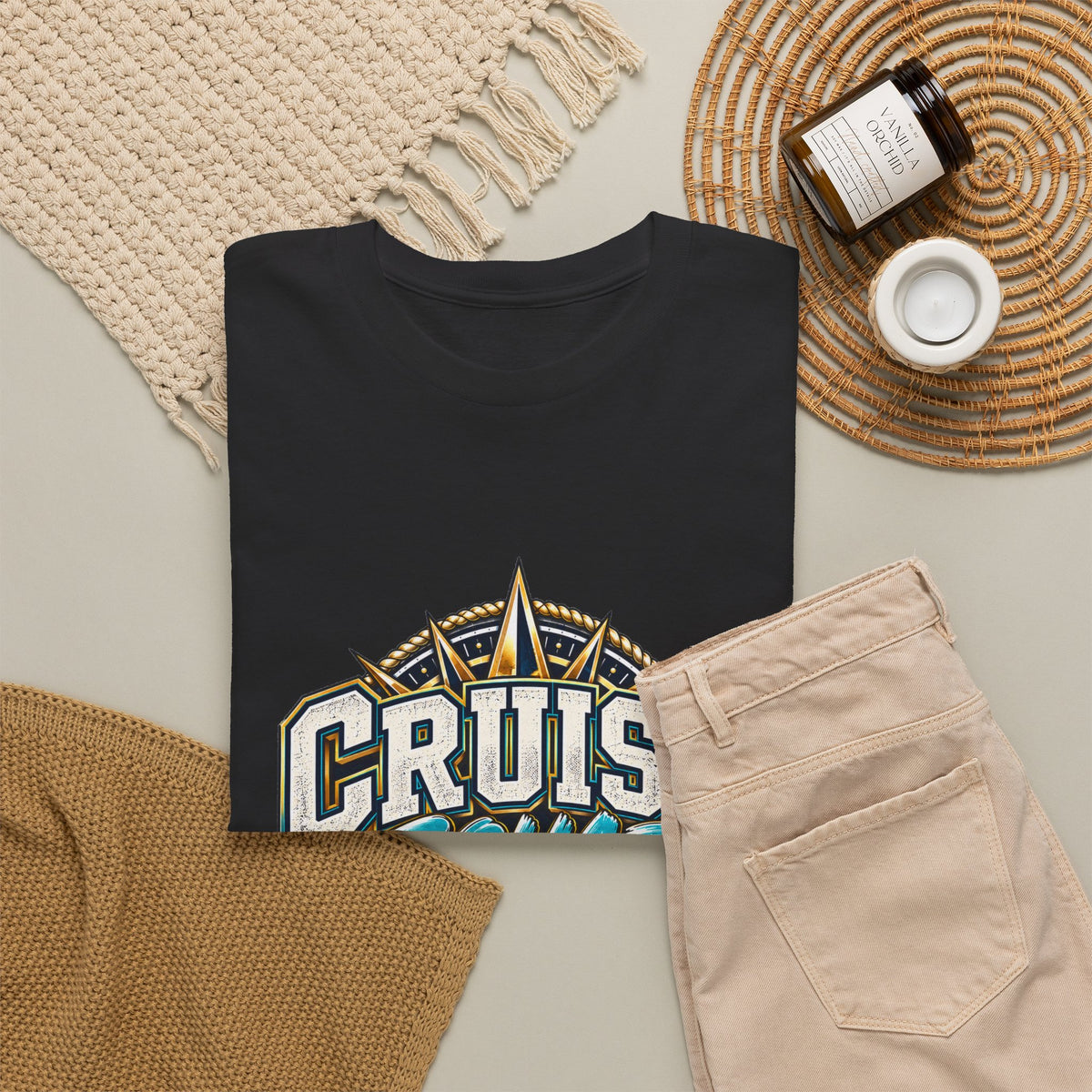 Cruise Squad Graphic Tee – Nautical Ship Compass Shirt - Strictly Positivity