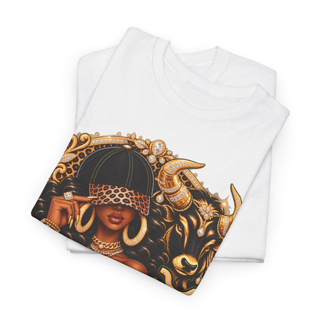 T-Shirt — Taurus Zodiac Graphic Tee (Gold Bull Design) - Strictly Positivity