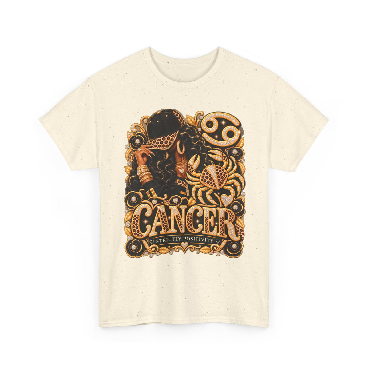 Cancer Zodiac T‑Shirt — Vintage Gold Crab Astrology Tee - Strictly Positivity