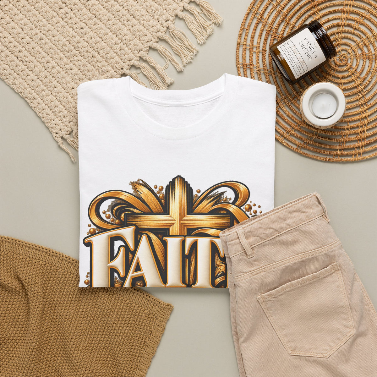 Faith Over Fear T-Shirt — Christian Cross Inspirational Tee - Strictly Positivity