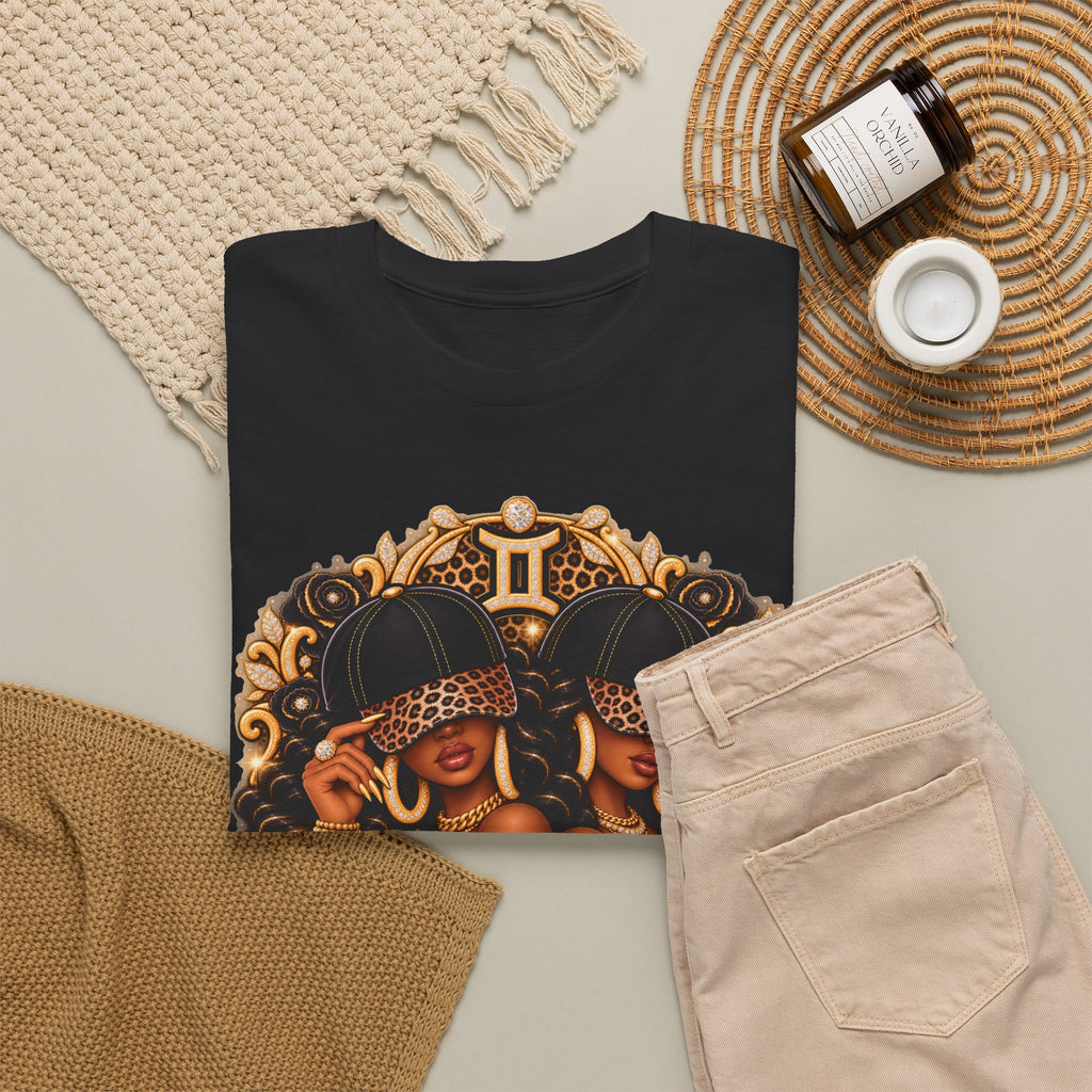 Gemini Zodiac T-Shirt — Afrocentric Twin Goddess Astrology Tee - Strictly Positivity