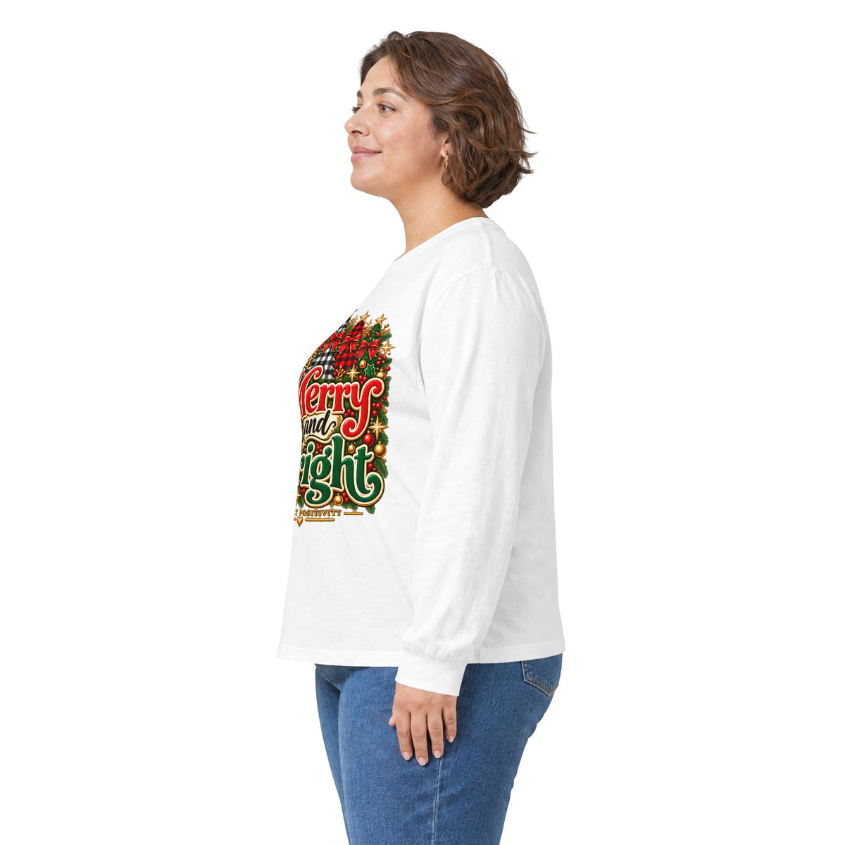 Merry and Bright Christmas Long Sleeve Tee - Strictly Positivity