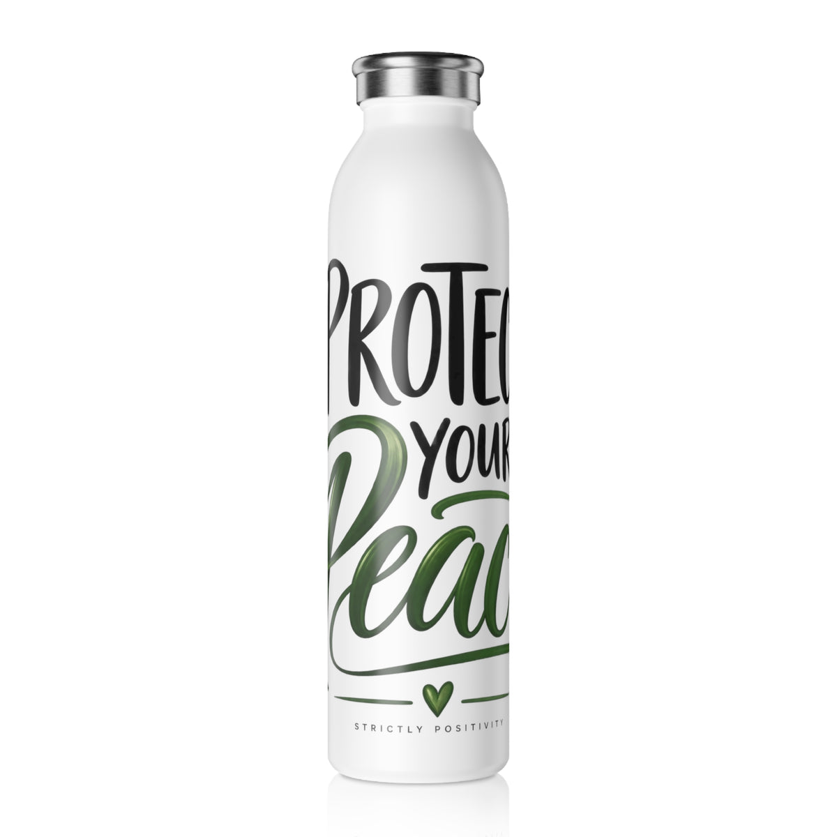 Slim Water Bottle — “Protect Your Peace” Eco Floral Insulated Bottle - Strictly Positivity
