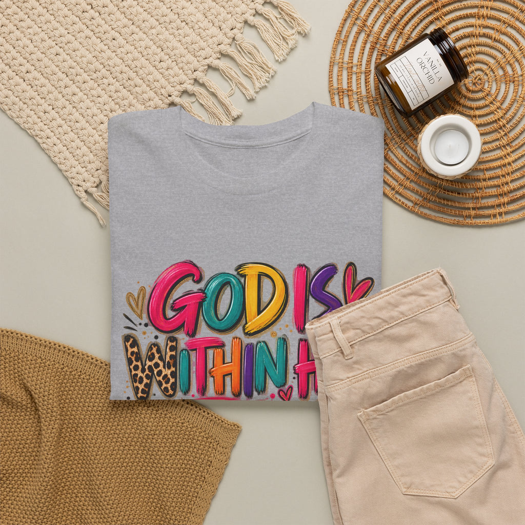 God Is With Her She Will Not Fall T-Shirt – Colorful Psalm 46:5 Inspirational Tee - Strictly Positivity