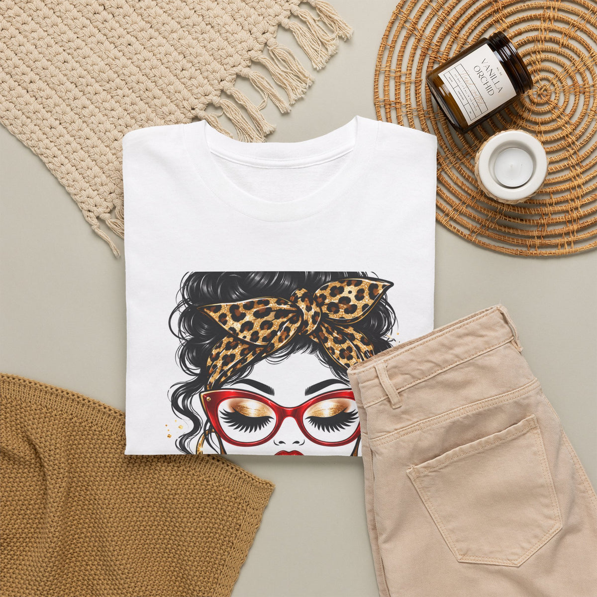 I Match Energy Tee — Leopard Headband Graphic Shirt (How We Acting Today?) - Strictly Positivity