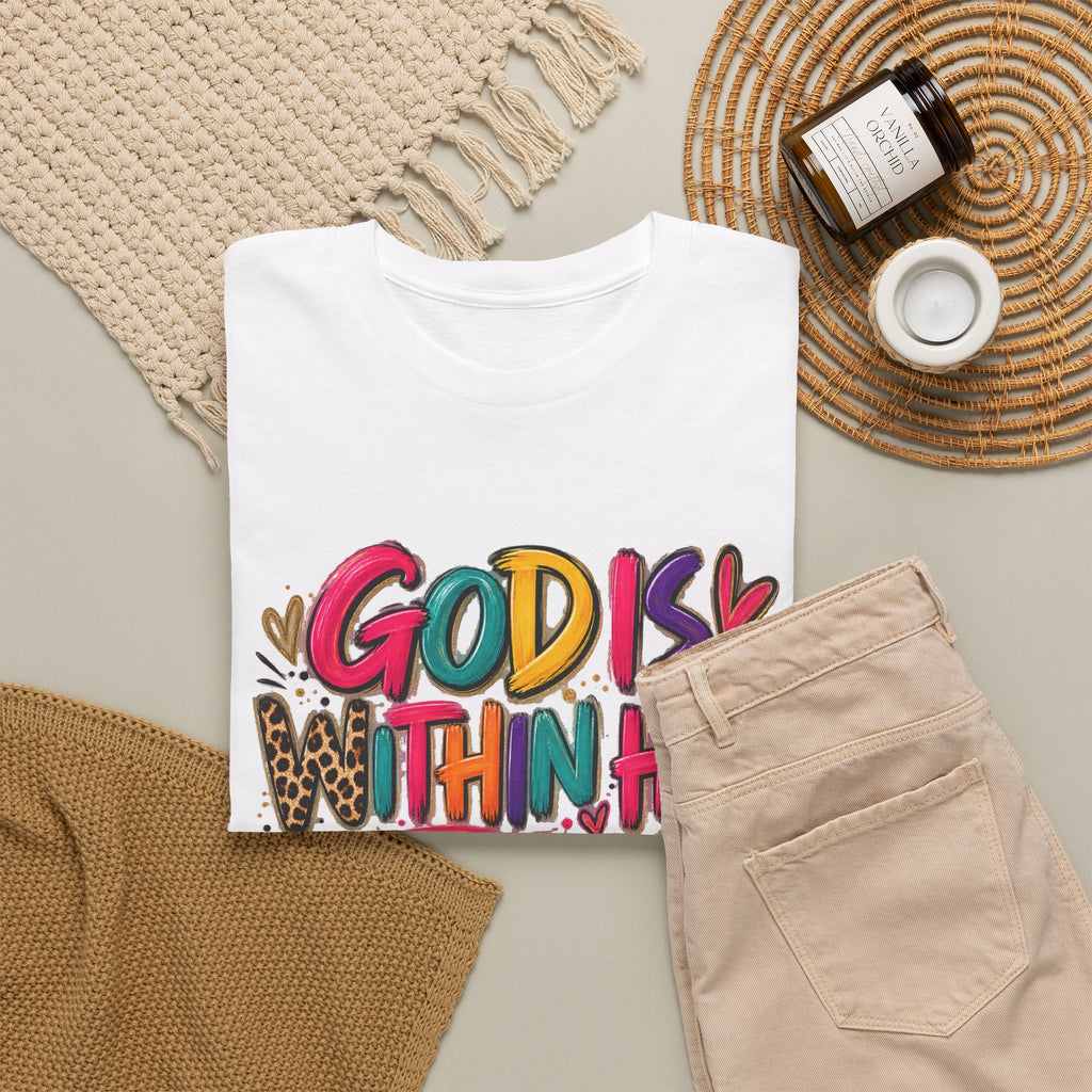 God Is With Her She Will Not Fall T-Shirt – Colorful Psalm 46:5 Inspirational Tee - Strictly Positivity