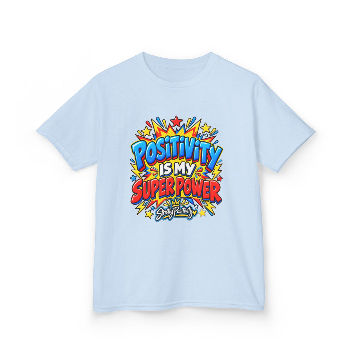 Kids T-Shirt — "Positivity Is My Superpower" Colorful Comic Graphic - Strictly Positivity