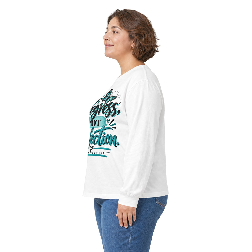 Progress Not Perfection Long Sleeve Tee - Strictly Positivity