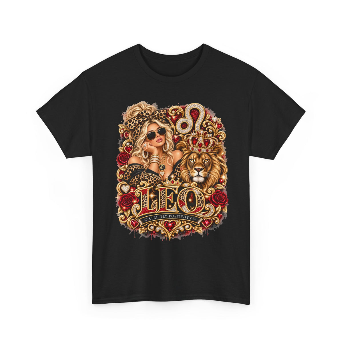 Leo Zodiac T‑Shirt — Bold Lion & Glam Horoscope Graphic Tee - Strictly Positivity