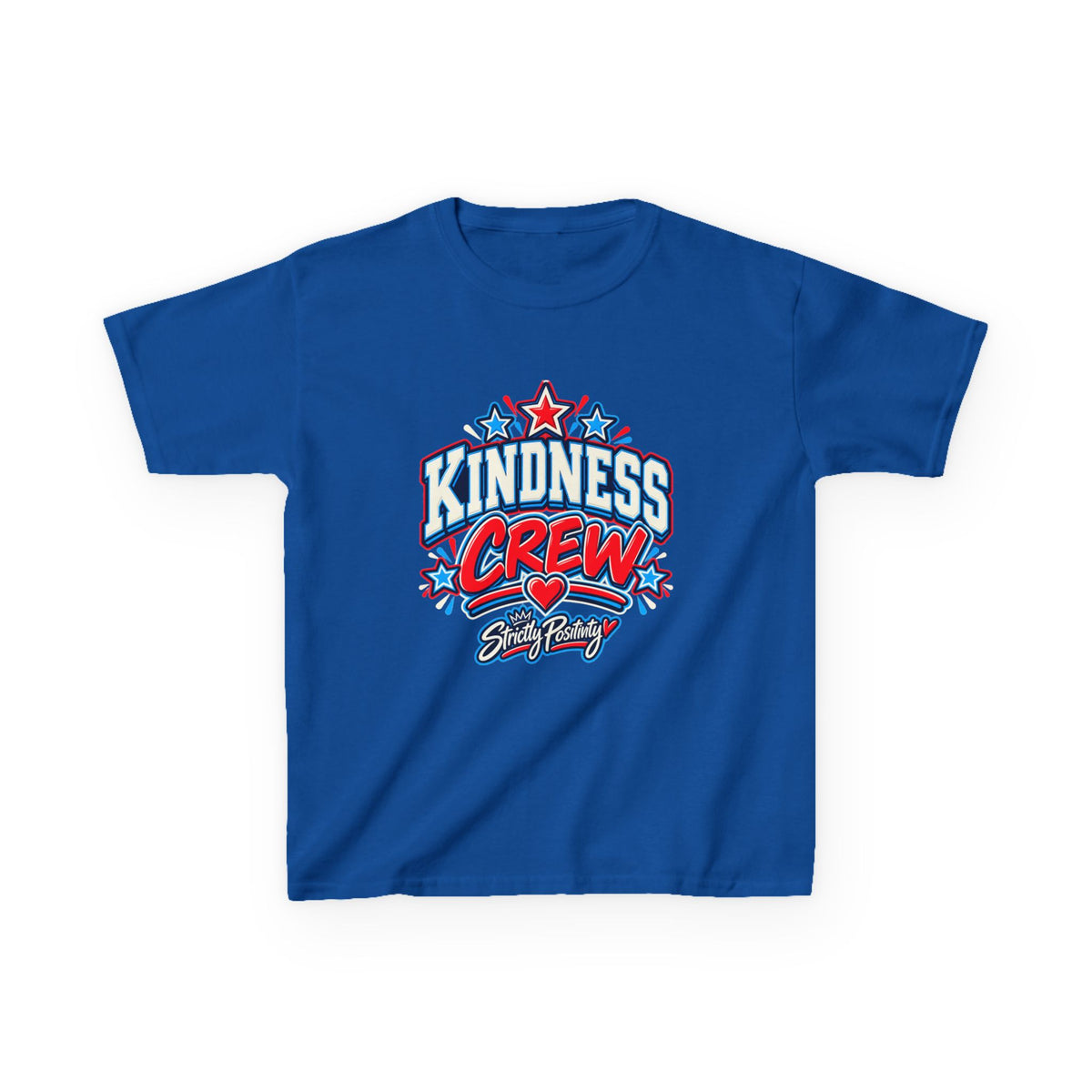 Kids Tee — "Kindness Crew" Bold Patriotic Heart Graphic - Strictly Positivity