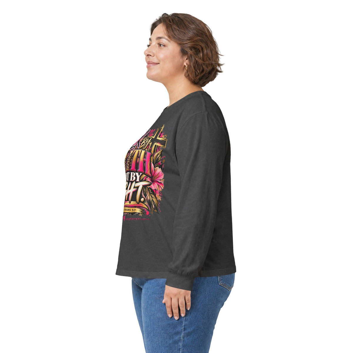 Faith Walk Long Sleeve Tee — “Walk by Faith Not by Sight” Christian Shirt - Strictly Positivity