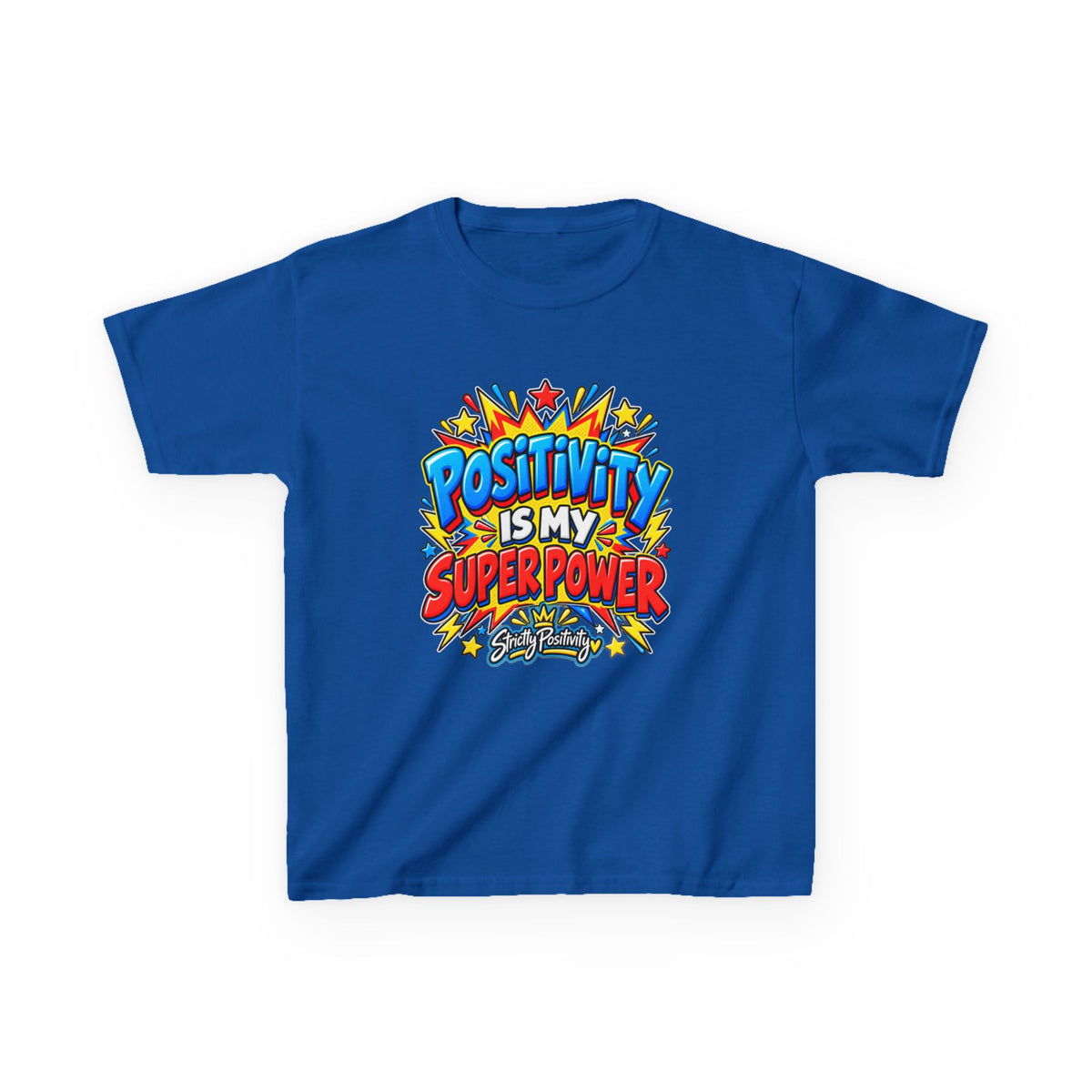 Kids T-Shirt — "Positivity Is My Superpower" Colorful Comic Graphic - Strictly Positivity