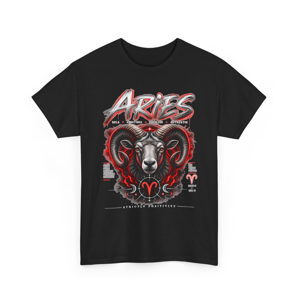 Aries Ram Zodiac T-Shirt — Bold Astrological Graphic Tee - Strictly Positivity
