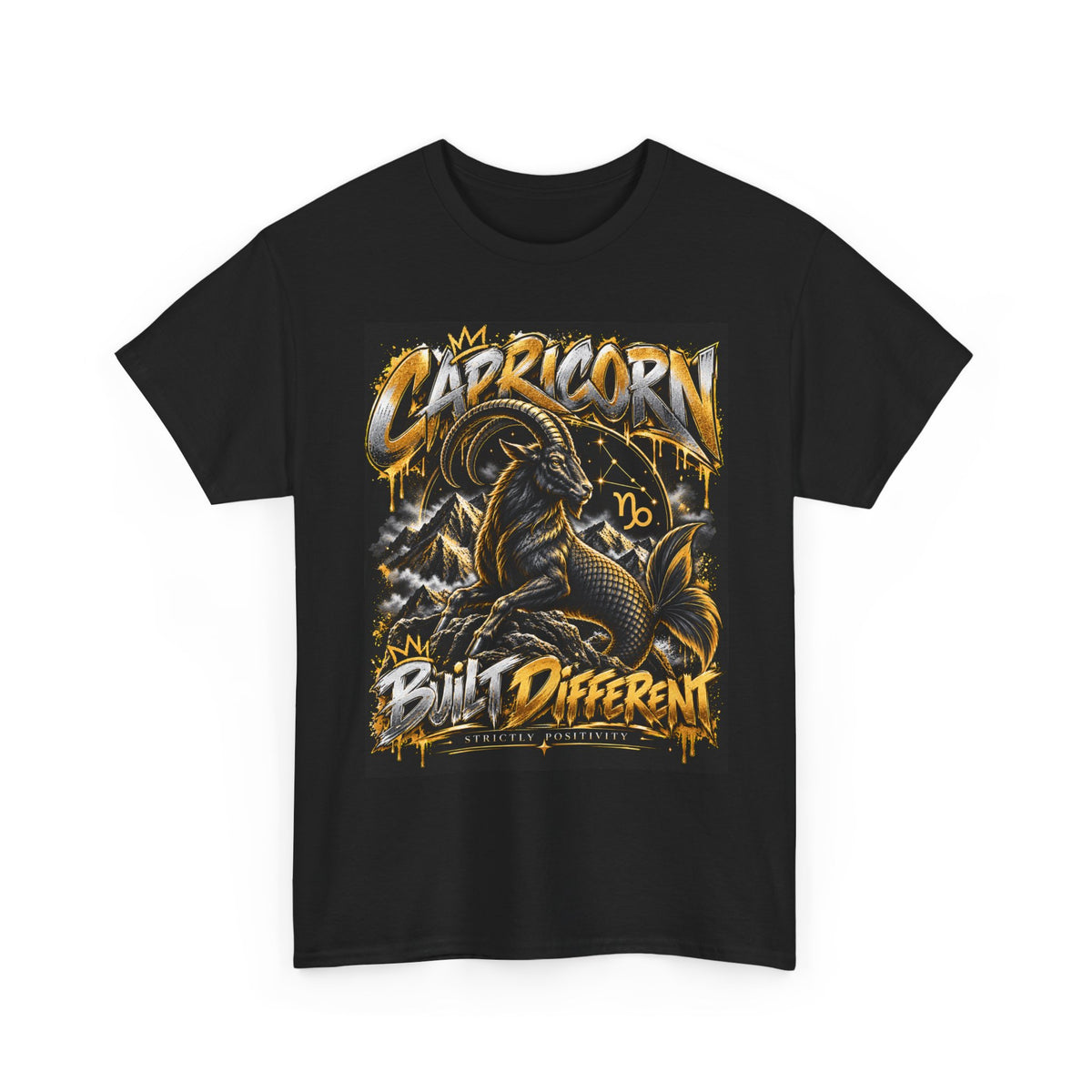Capricorn 'Built Different' T-Shirt — Zodiac Goat Graphic Tee - Strictly Positivity