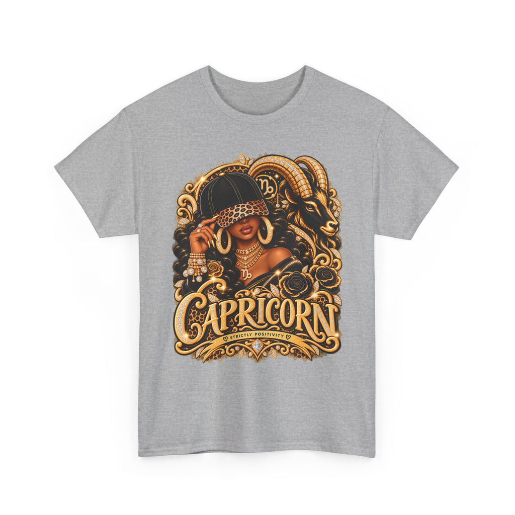 Capricorn Zodiac T-Shirt — Stylish Black Woman Astrology Tee - Strictly Positivity