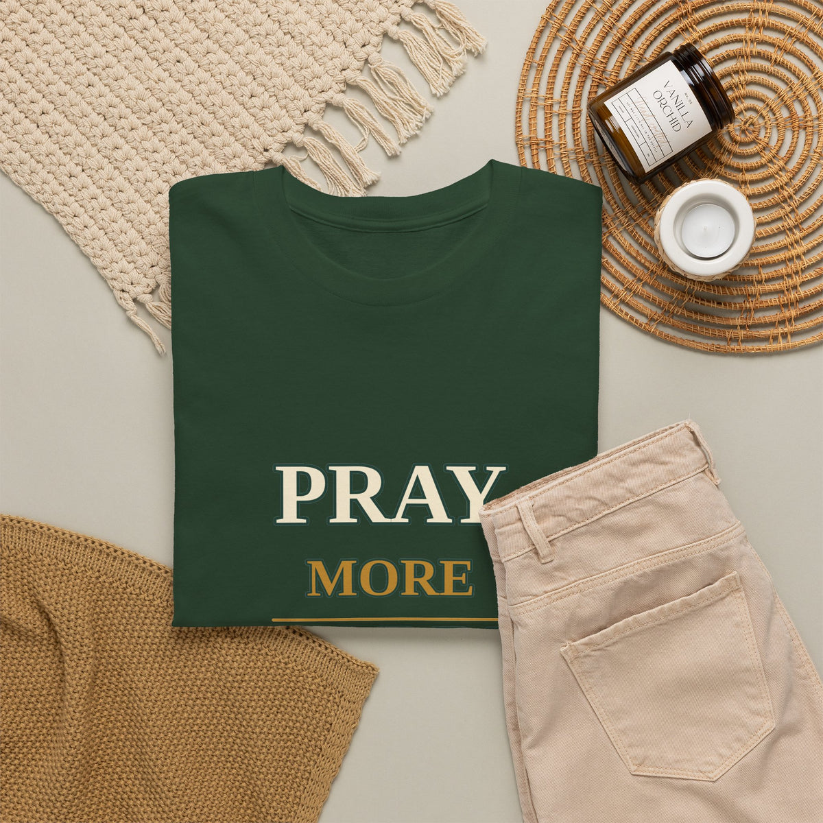 Prayer Tee – "Pray More Worry Less" Faith T‑Shirt - Strictly Positivity