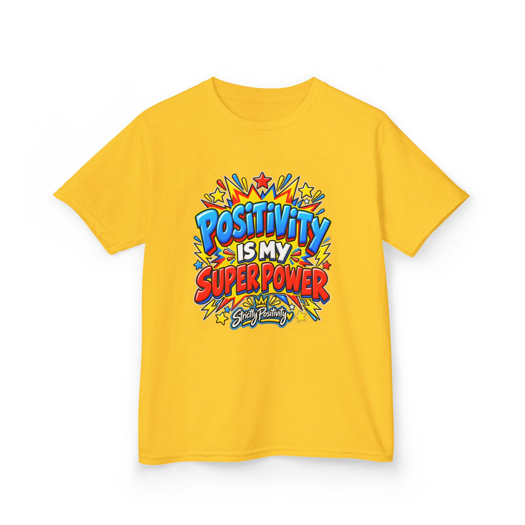 Kids T-Shirt — "Positivity Is My Superpower" Colorful Comic Graphic - Strictly Positivity