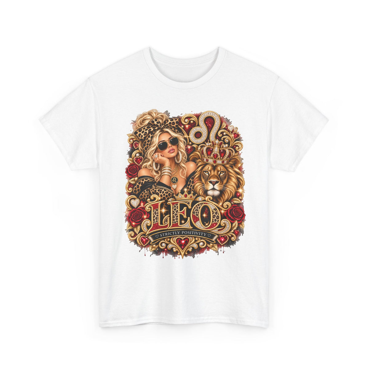 Leo Zodiac T‑Shirt — Bold Lion & Glam Horoscope Graphic Tee - Strictly Positivity