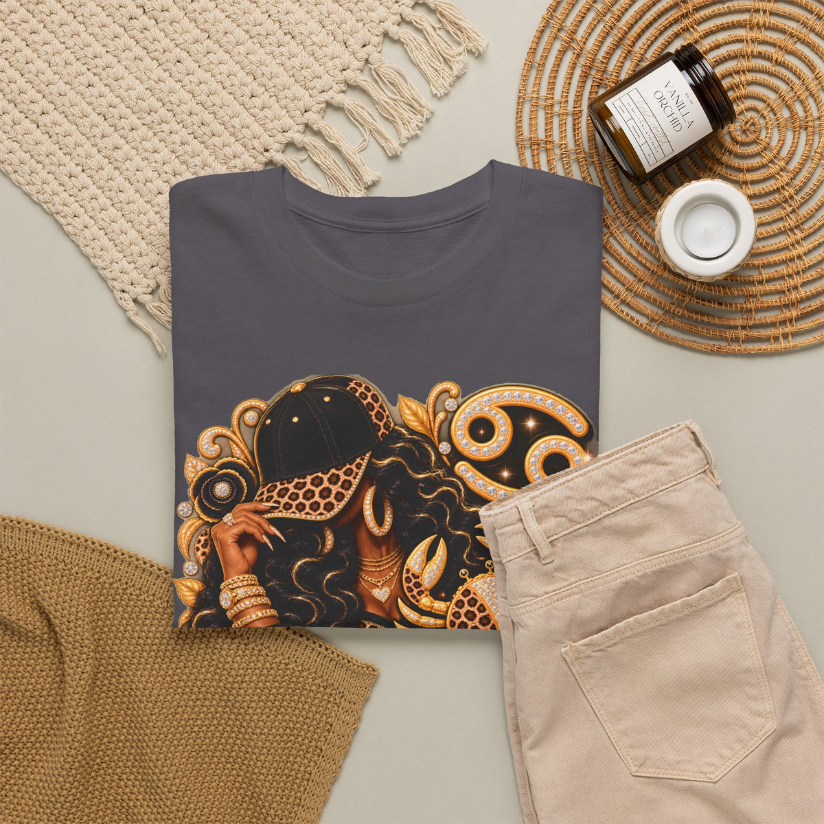 Cancer Zodiac T‑Shirt — Vintage Gold Crab Astrology Tee - Strictly Positivity