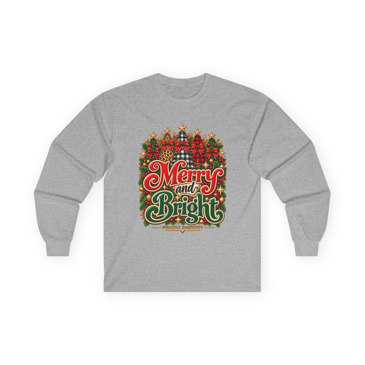 Merry and Bright Christmas Long Sleeve Tee - Strictly Positivity