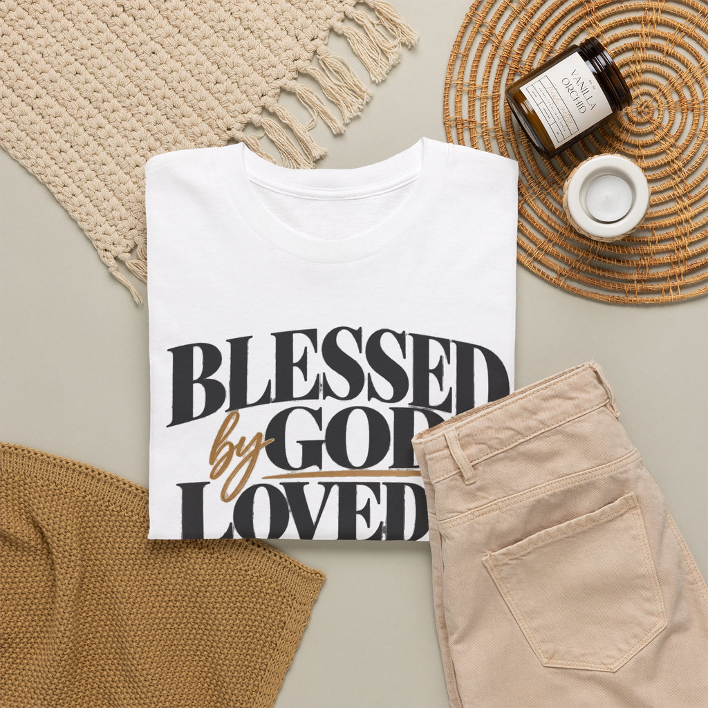 Blessed by God • Christian Tee — "Blessed by God, Loved by Jesus, Led by the Spirit" - Strictly Positivity