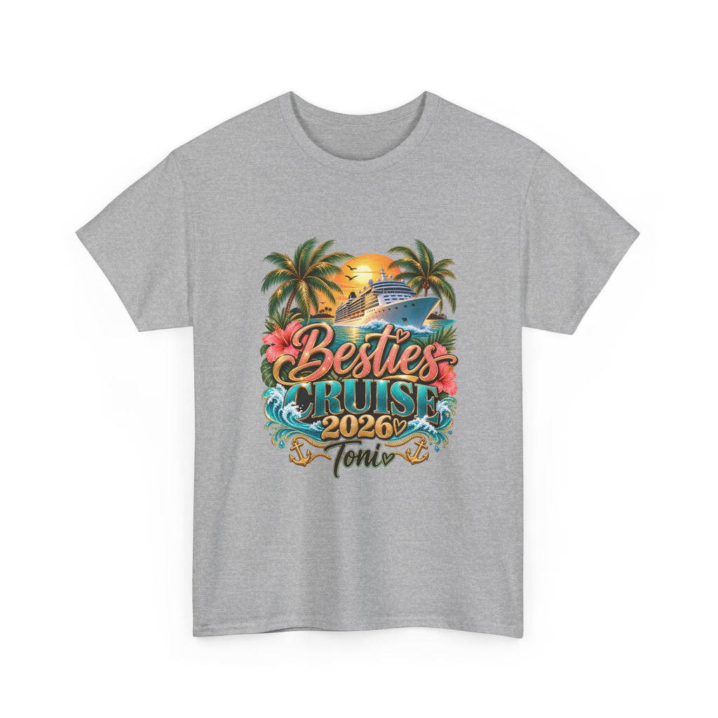 Custom listing Cruise T-Shirt - "Besties Cruise 2026" Tropical Boat Tee - Strictly Positivity