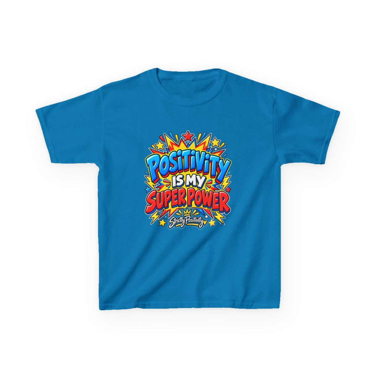 Kids T-Shirt — "Positivity Is My Superpower" Colorful Comic Graphic - Strictly Positivity