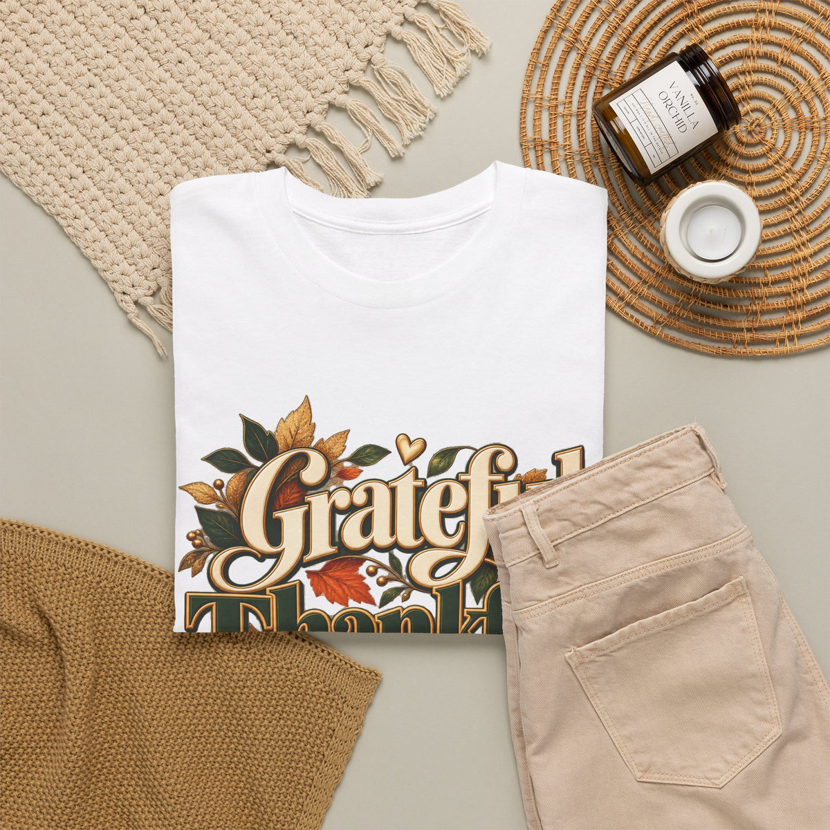 Grateful Thankful Blessed Thanksgiving T-Shirt - Strictly Positivity