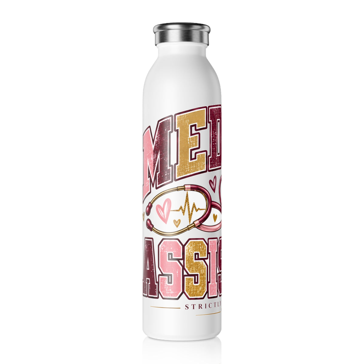 Medical Assistant Varsity Slim Water Bottle — Strictly Positivity - Strictly Positivity