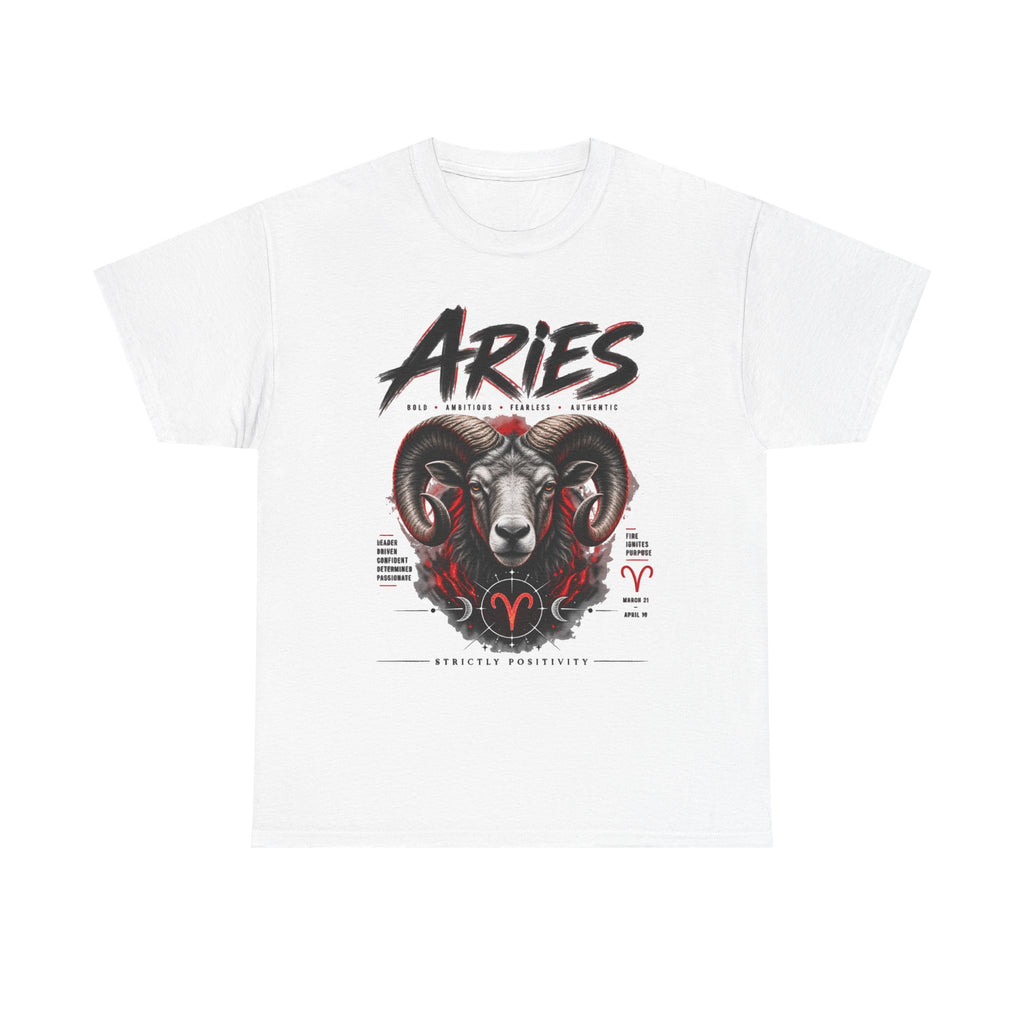 Aries Ram Zodiac T‑Shirt – Bold Astrological Graphic Tee - Strictly Positivity