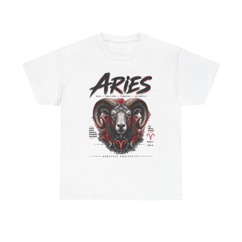 Aries Ram Zodiac T‑Shirt – Bold Astrological Graphic Tee - Strictly Positivity