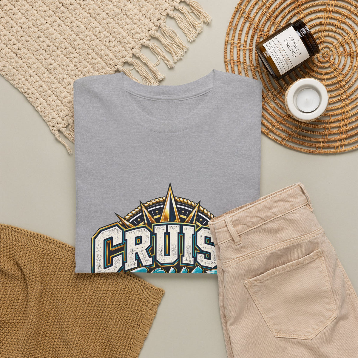 Cruise Squad Graphic Tee – Nautical Ship Compass Shirt - Strictly Positivity