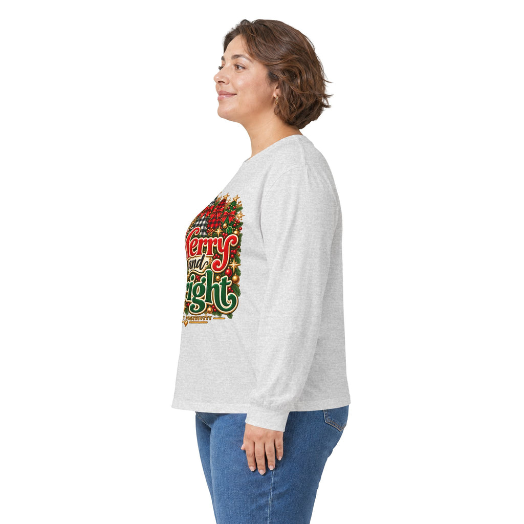 Merry and Bright Christmas Long Sleeve Tee - Strictly Positivity