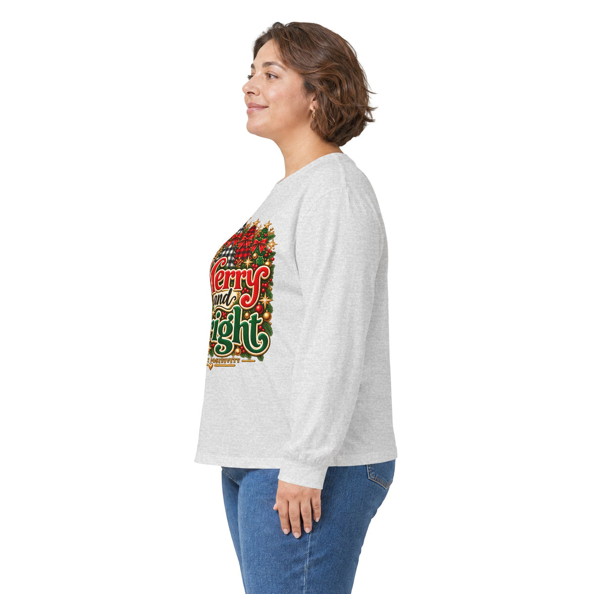 Merry and Bright Christmas Long Sleeve Tee - Strictly Positivity