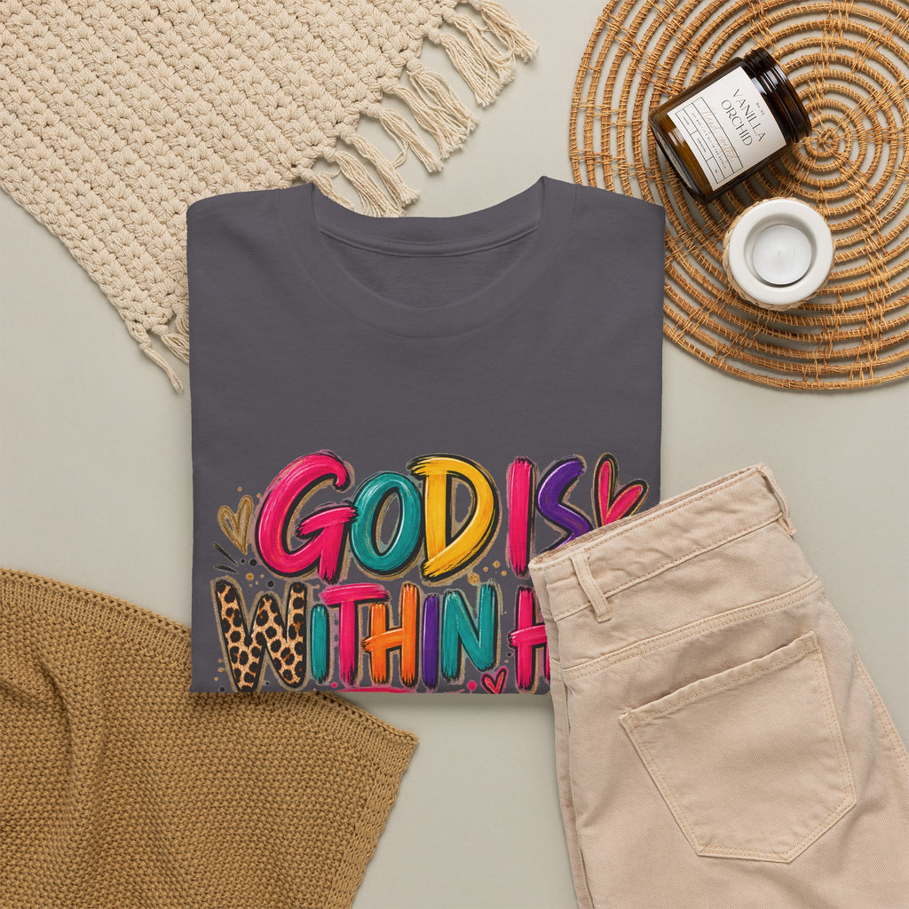 God Is With Her She Will Not Fall T-Shirt – Colorful Psalm 46:5 Inspirational Tee - Strictly Positivity