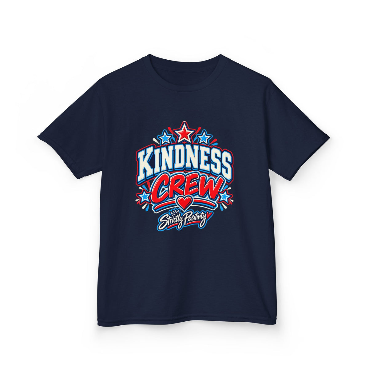 Kids Tee — "Kindness Crew" Bold Patriotic Heart Graphic - Strictly Positivity