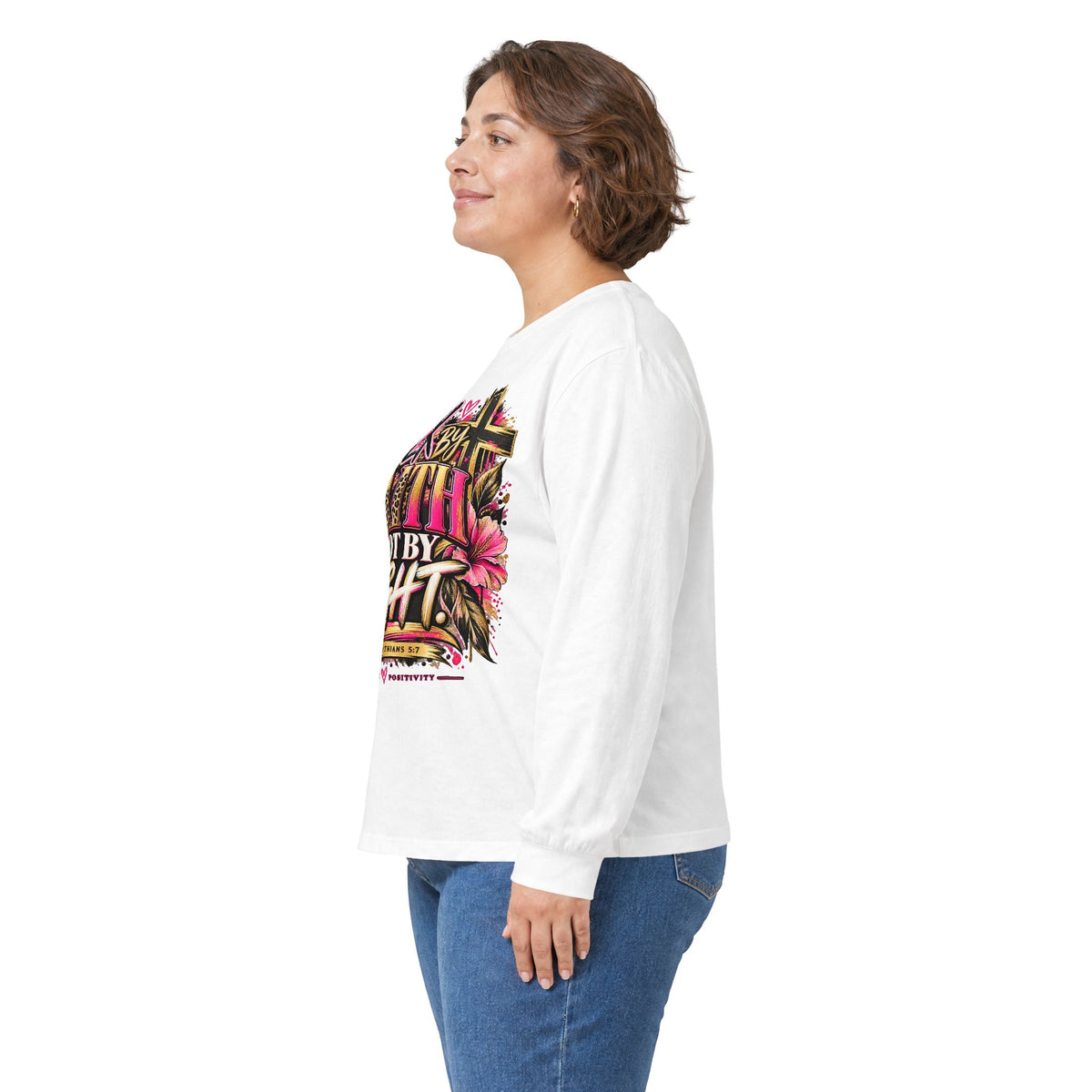 Faith Walk Long Sleeve Tee — “Walk by Faith Not by Sight” Christian Shirt - Strictly Positivity