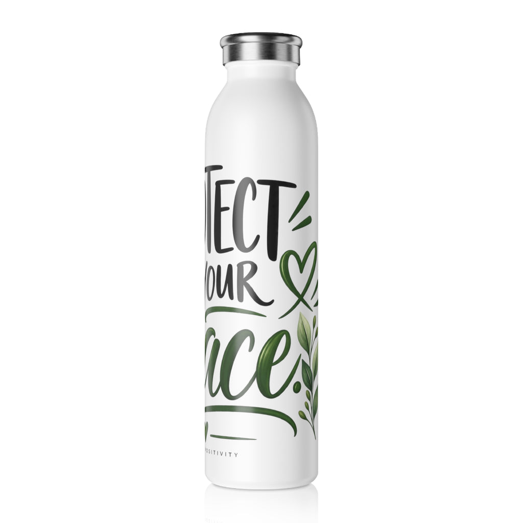Slim Water Bottle — “Protect Your Peace” Eco Floral Insulated Bottle - Strictly Positivity