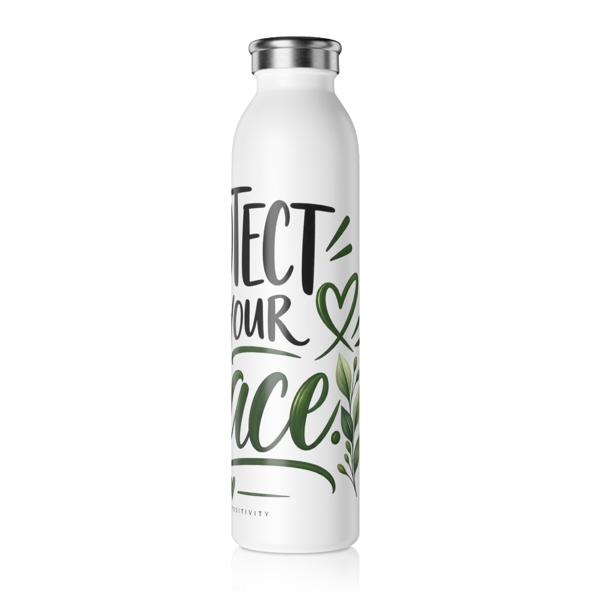 Slim Water Bottle — “Protect Your Peace” Eco Floral Insulated Bottle - Strictly Positivity